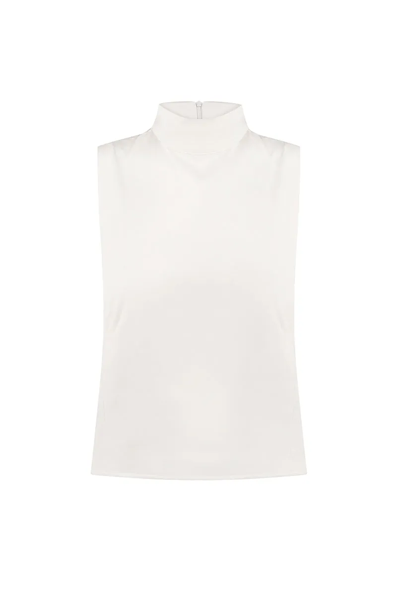 PEARL SILK HIGH NECK TOP