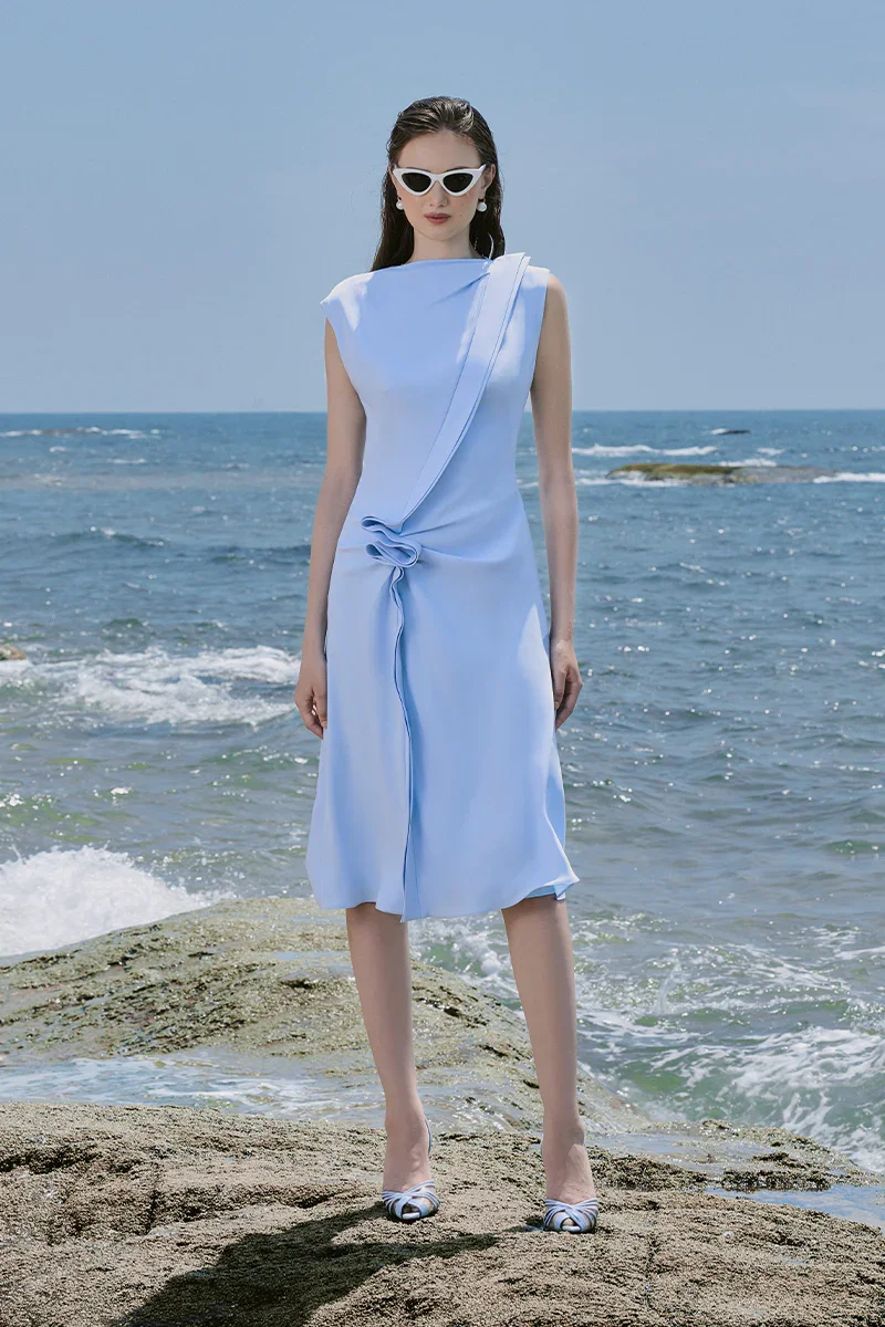 EL FARO LIGHT BLUE MIDI DRESS - 5