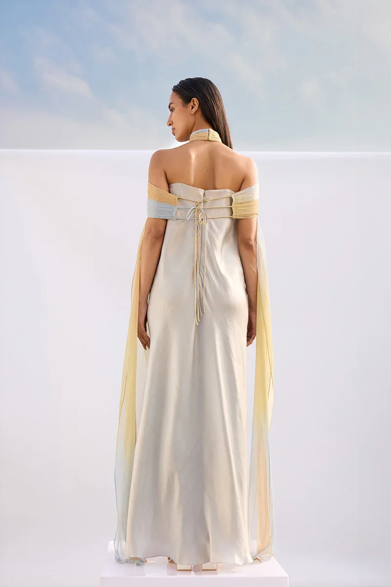 OMBRE DRAPED HALTER KAFTAN - 3