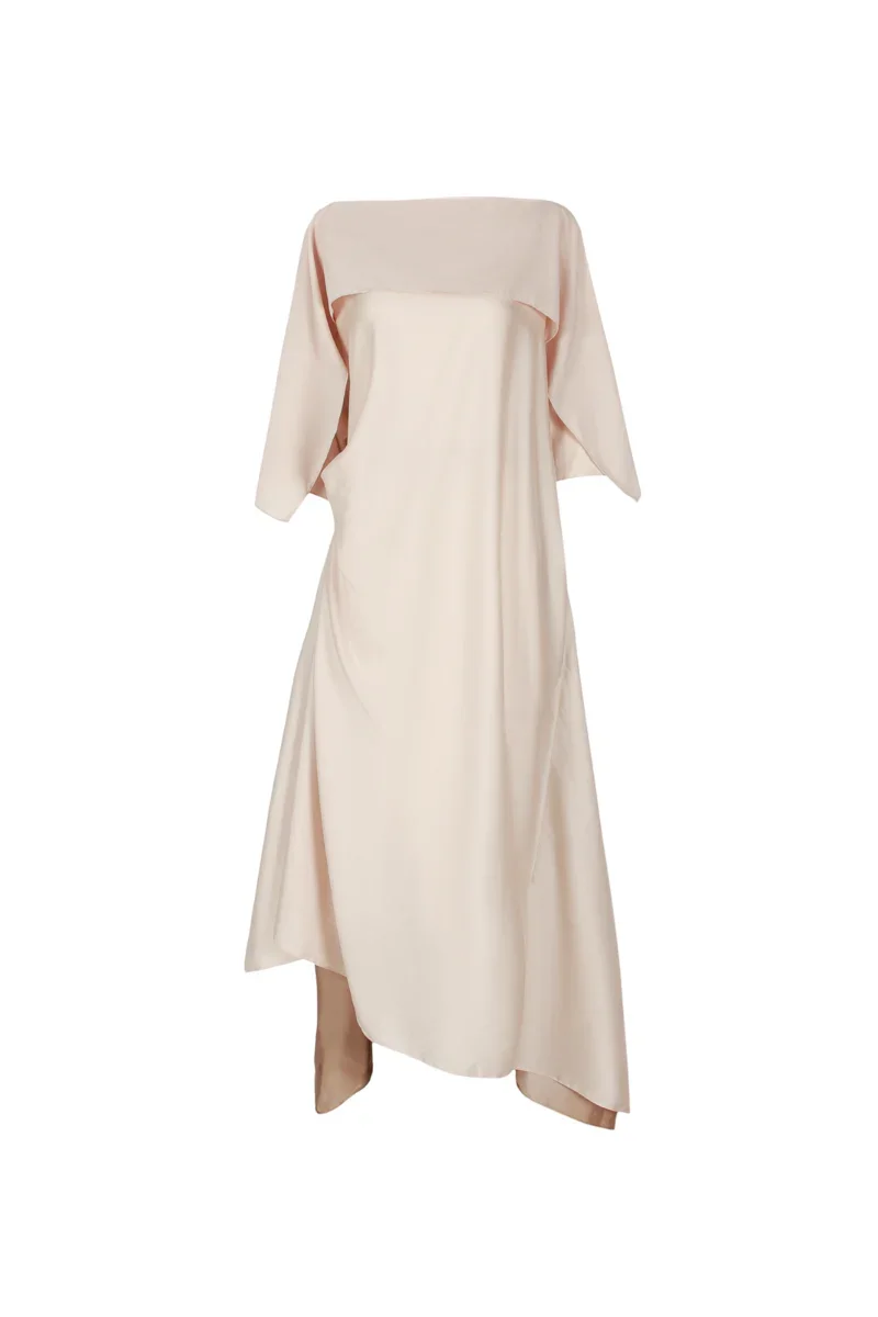 PACHECO STRAIGHT BOAT NECK SILK BLEND MIDI DRESS