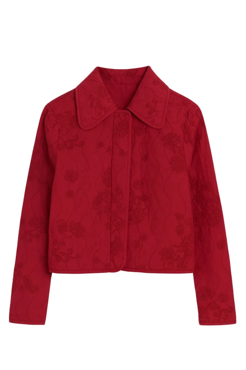 ZURI QUILTED JACKET IN DARK BERRY