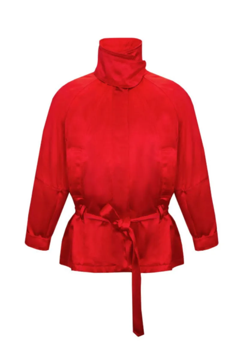 FUNNEL NECK JACKET IN RED