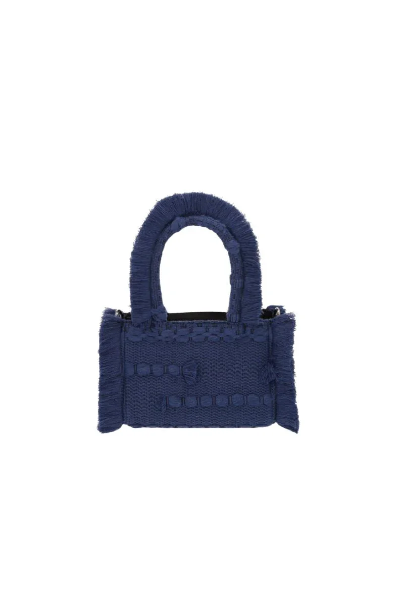 MINI POKA NAVY BLUE TOP HANDLE BAGS