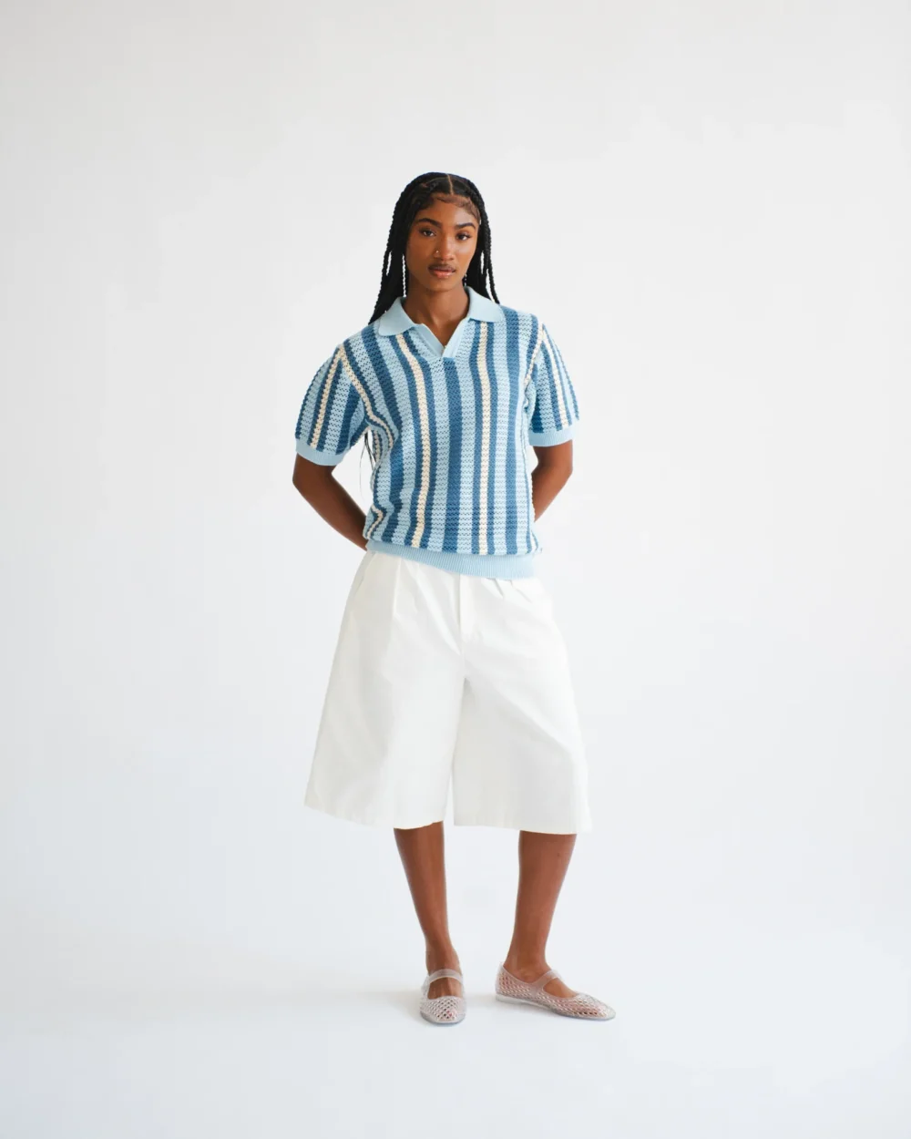 Crochet Johnny Collar Polo - 4