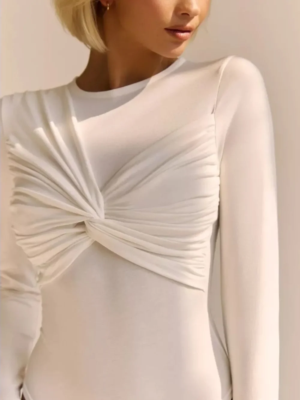 Twist Front Long Sleeve Bodysuit - 4