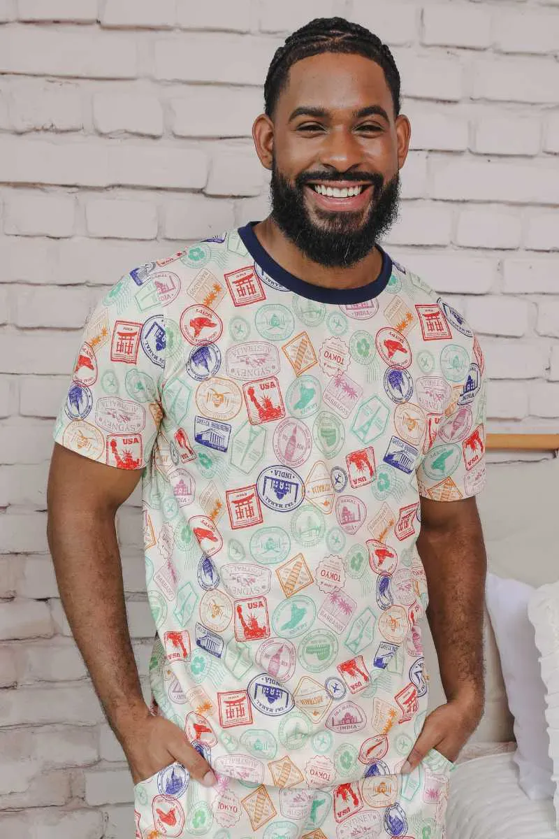 Camiseta Pijama Gola Careca Estampa Passaporte Dos Sonhos