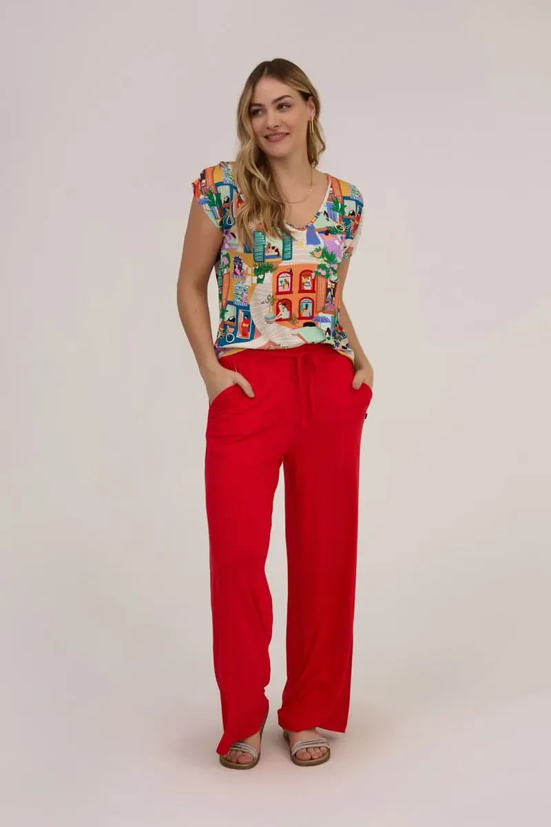 Cal�a Pantalona B�sica Visco Comfort Vermelha