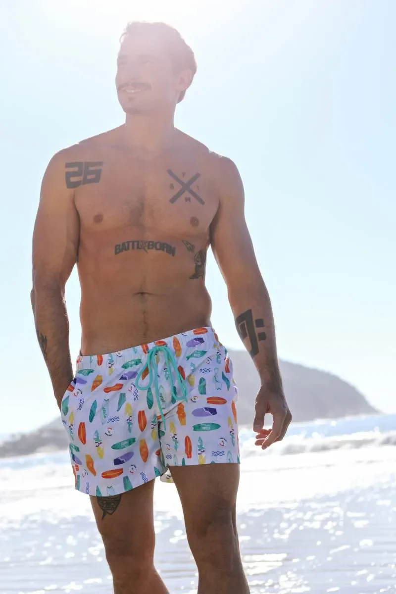 Short d�gua Estampa Prancha & Parafina