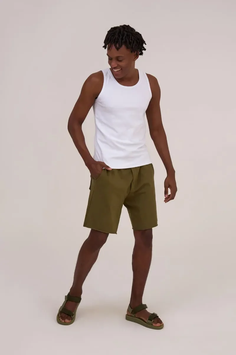 Bermuda Moletom B�sica Comfort Verde Militar