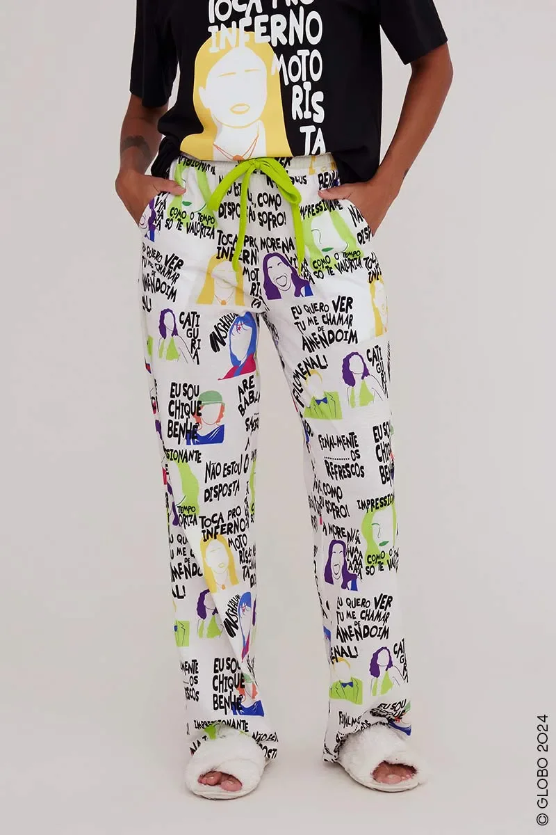 Cal�a Reta Pijama Unissex Estampa Globoplay Memes