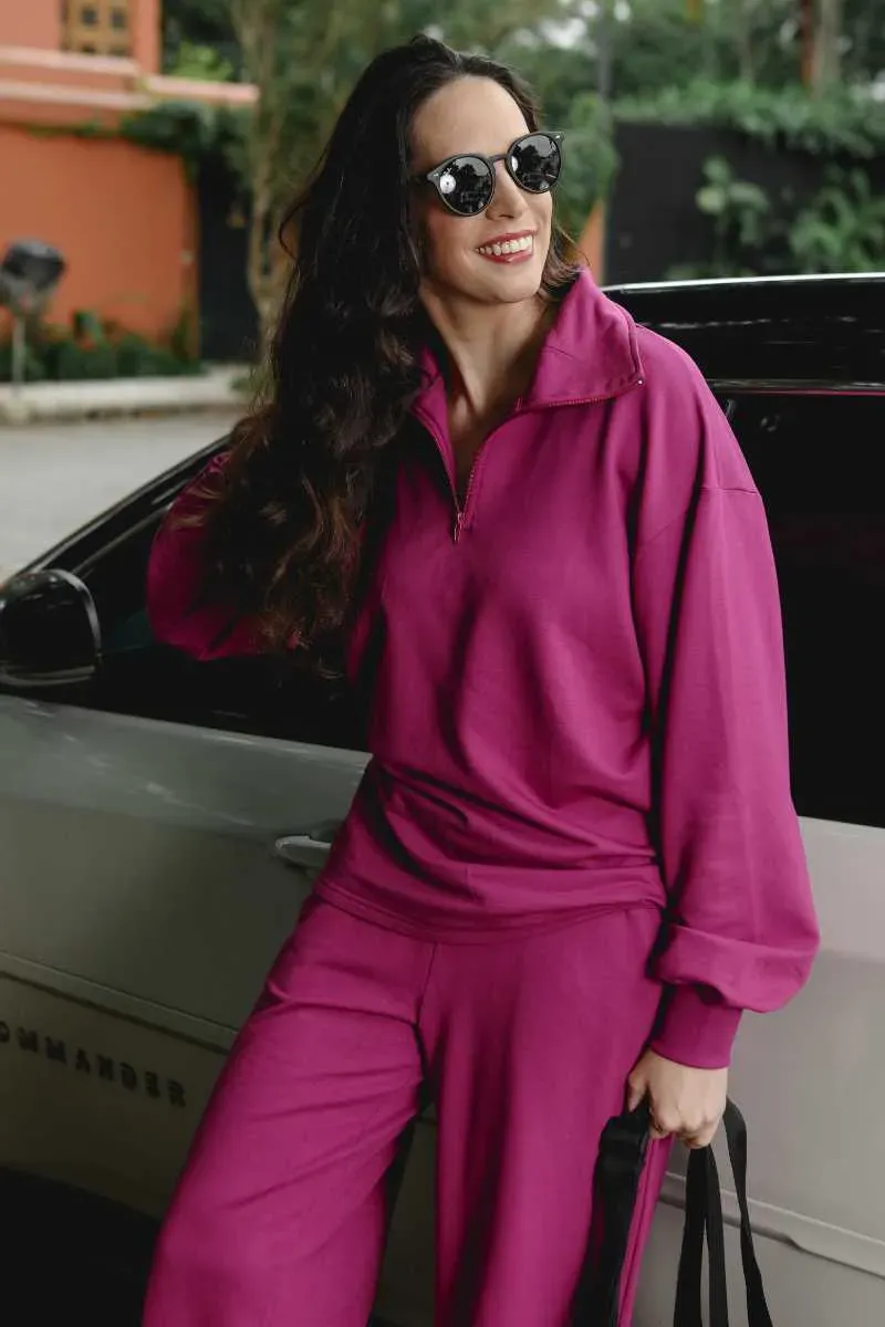 Blusa Moletom Feminina Anurak Básica Rosa