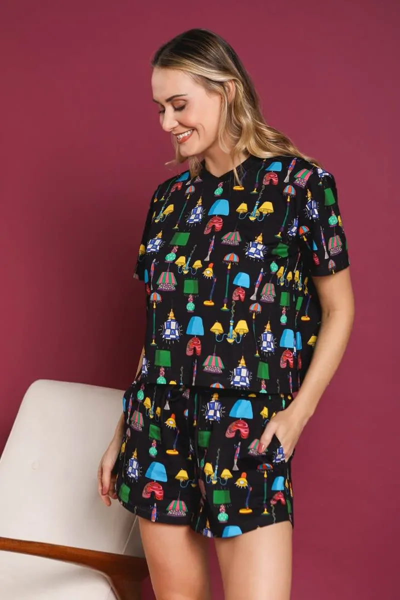Short Pijama Evasê Estampa Iluminar