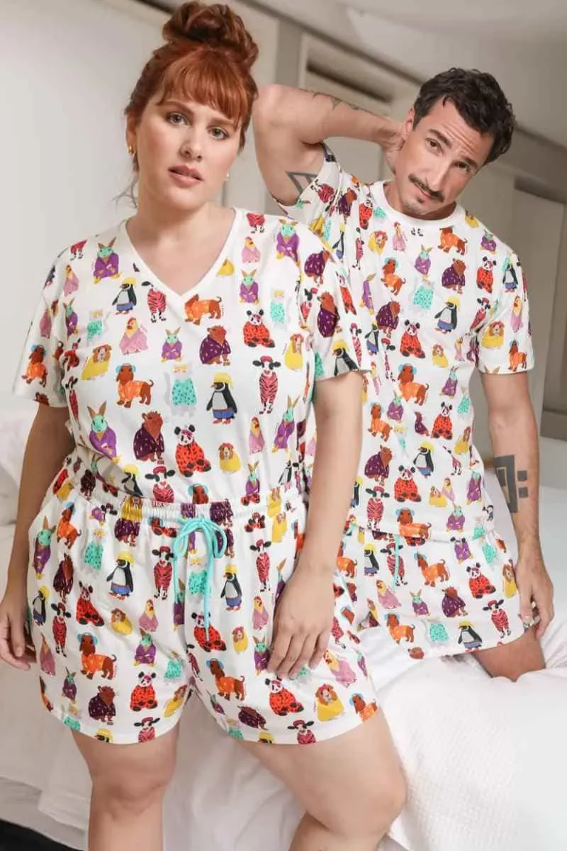 Short Pijama Unissex Estampa Zoo TJama