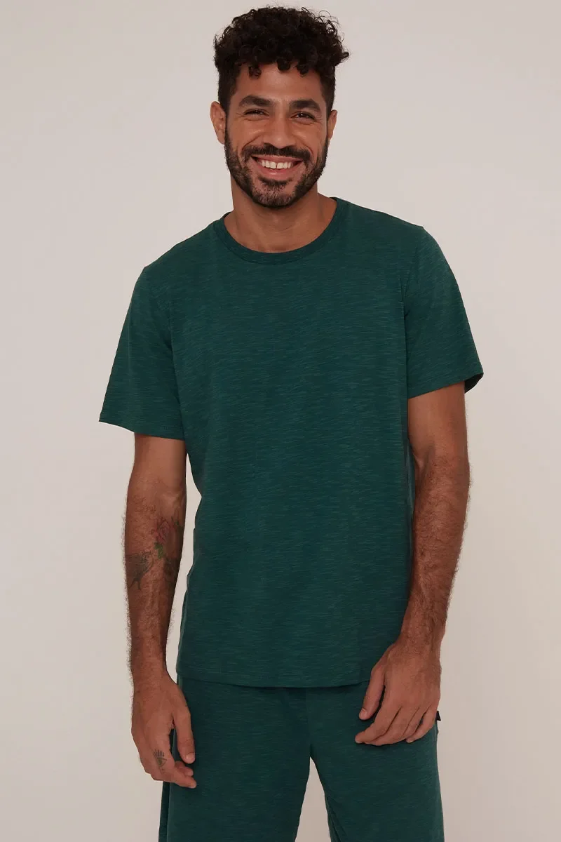 Camiseta Malha Flam� Verde Esmeralda