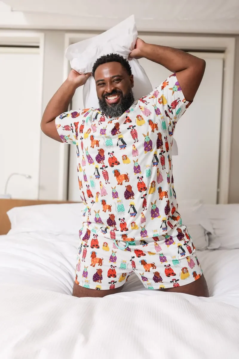 Camiseta Pijama Masculina Gola Careca Estampa Zoo TJama
