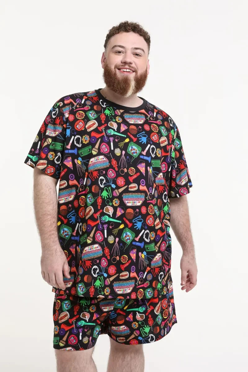 Camiseta Pijama Gola Careca Estampa Festa 90