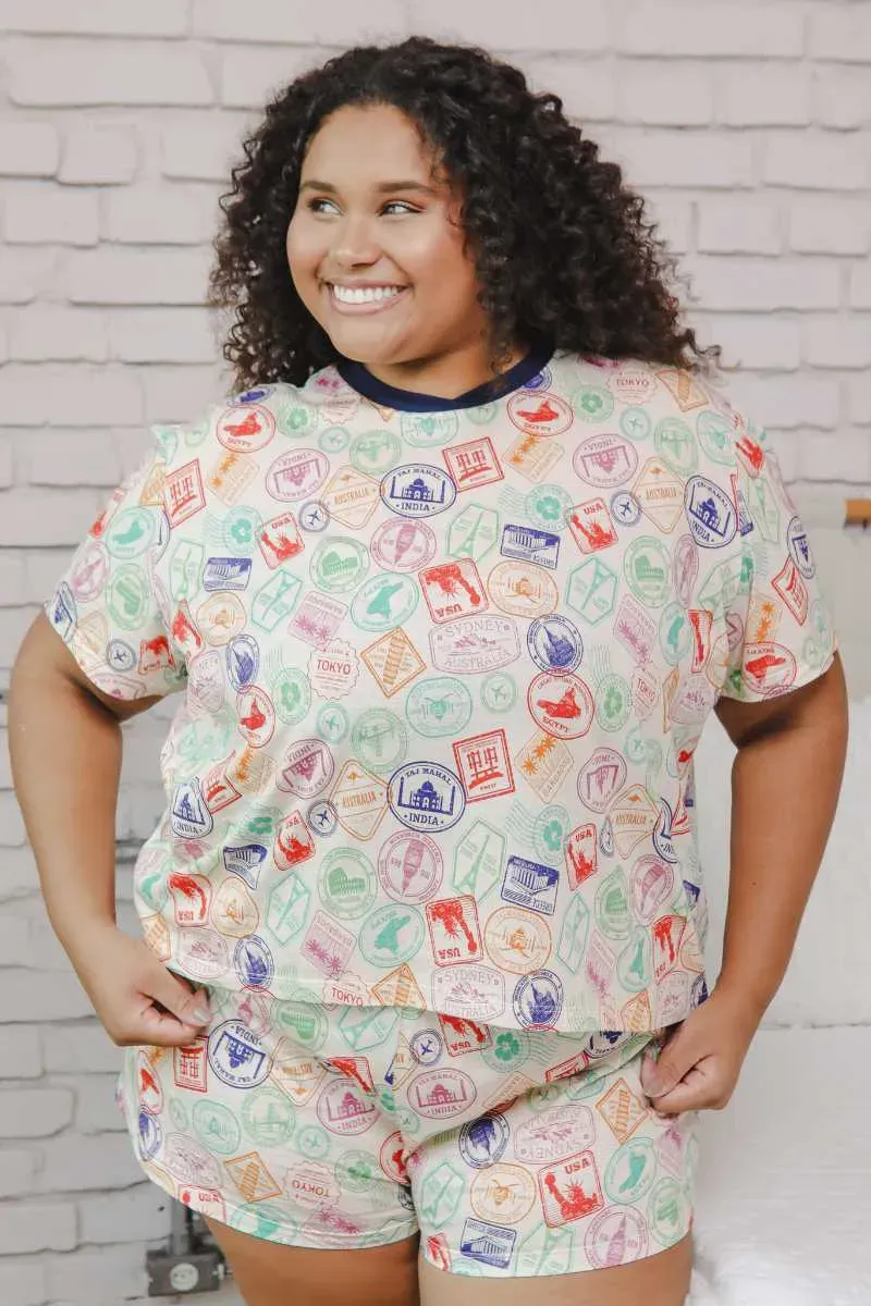 Camiseta Pijama Feminina Cropped Estampa Passaporte Dos Sonhos