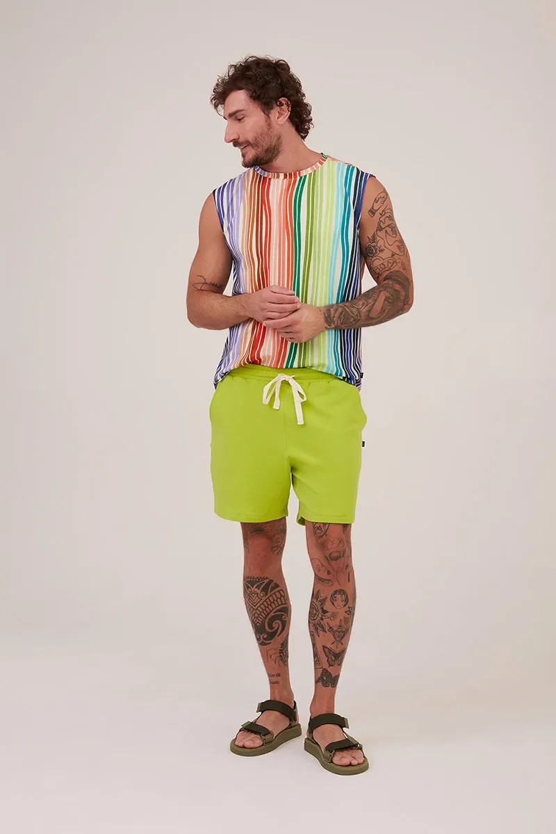 Bermuda Slim Moletom Básica Verde Limão