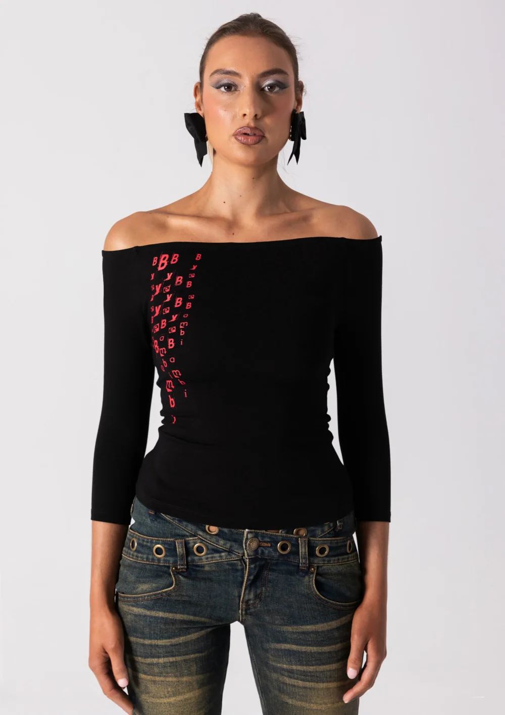 NANA OFF SHOULDER TOP - BLACK