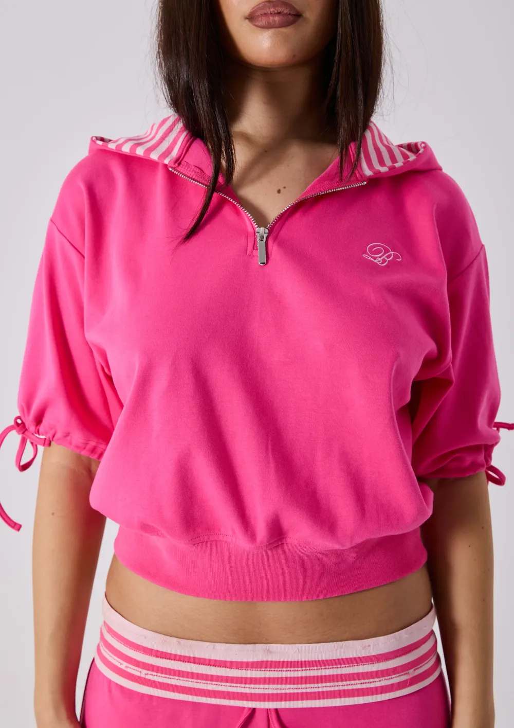 ELARA SHORT SLEEVE LOUNGE TOP - HOT PINK - 3