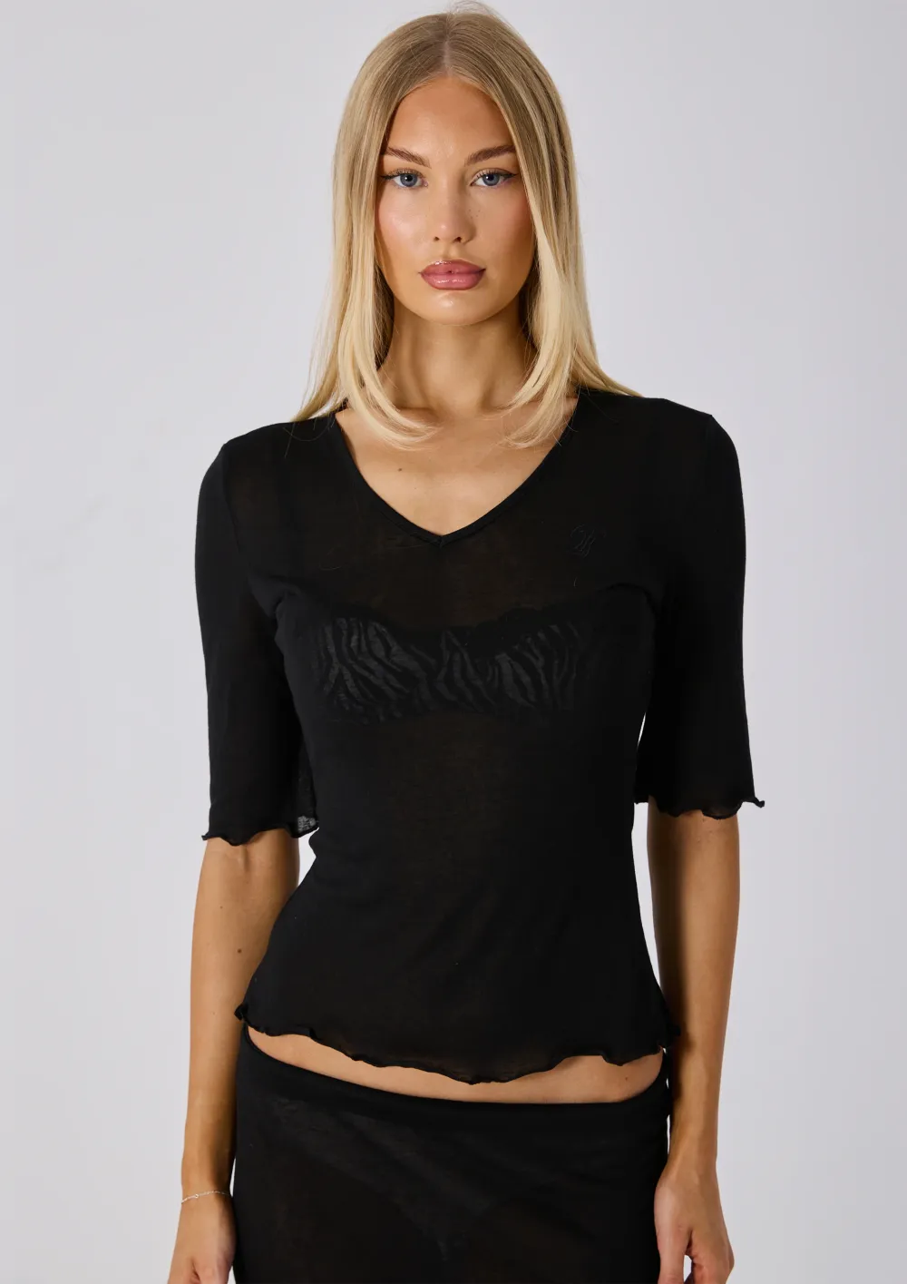 JOLIE 3/4 SLEEVE TOP - BLACK