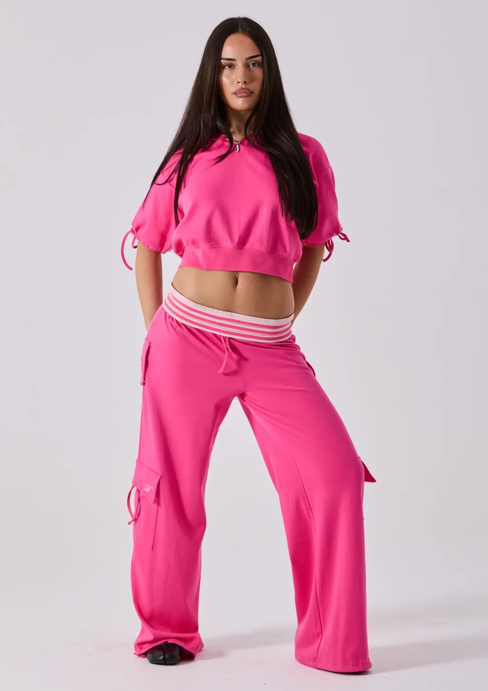 ELARA SHORT SLEEVE LOUNGE TOP - HOT PINK - 2