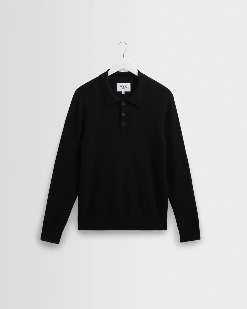 Oban - Black Worsted Wool Knitted Polo