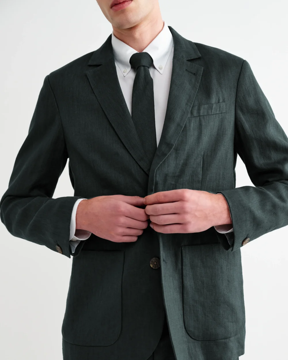 Pavillion - Dark Green Linen Tie - 2