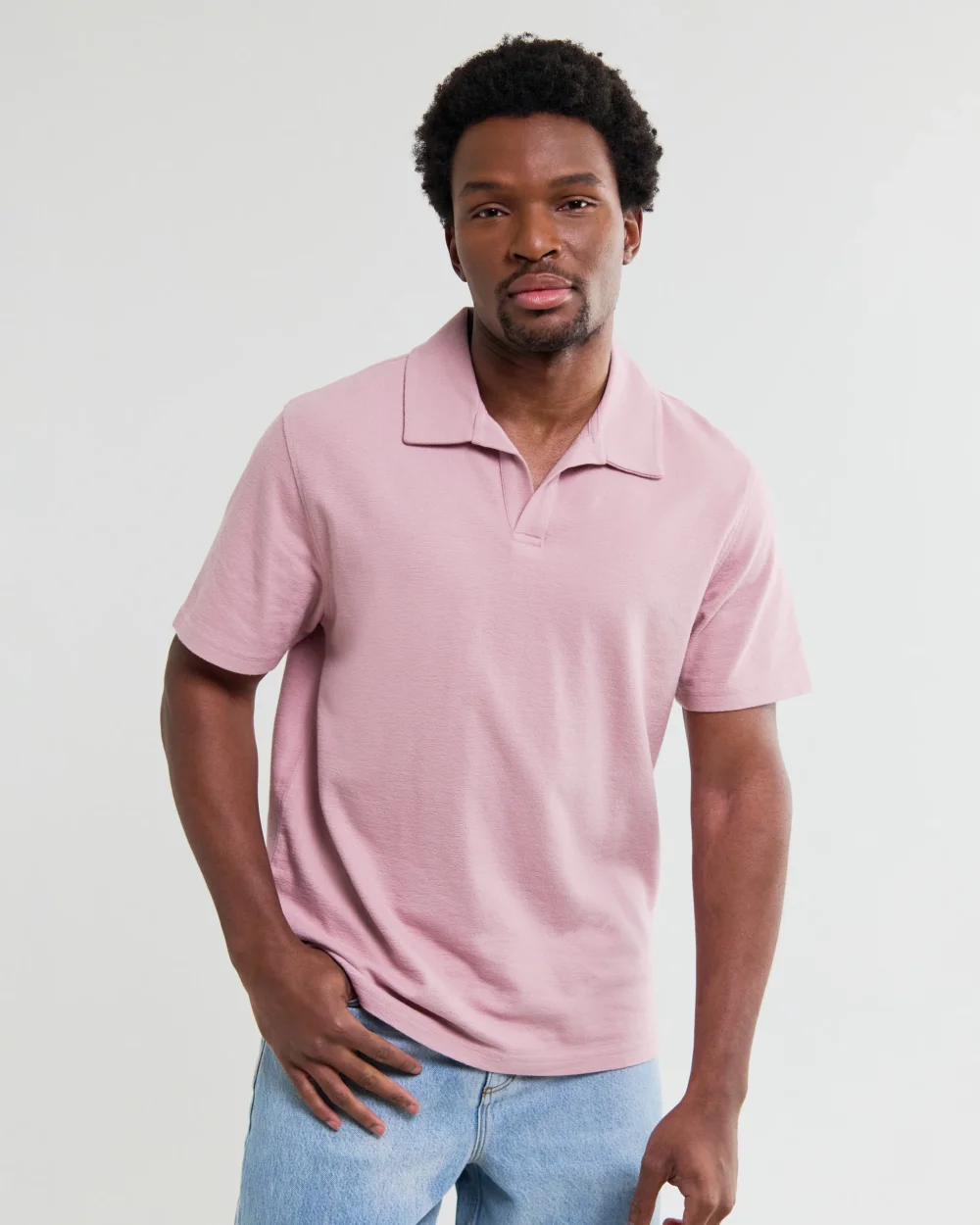 Atwood - Dusty Pink Textured Organic Cotton Polo Shirt - 2