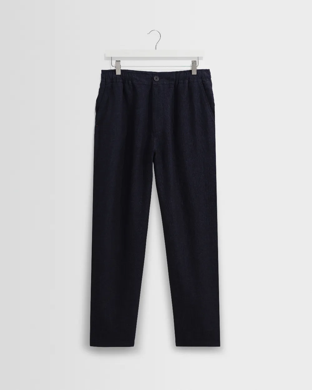Kurt - Navy Washed Linen Relaxed Fit Trousers