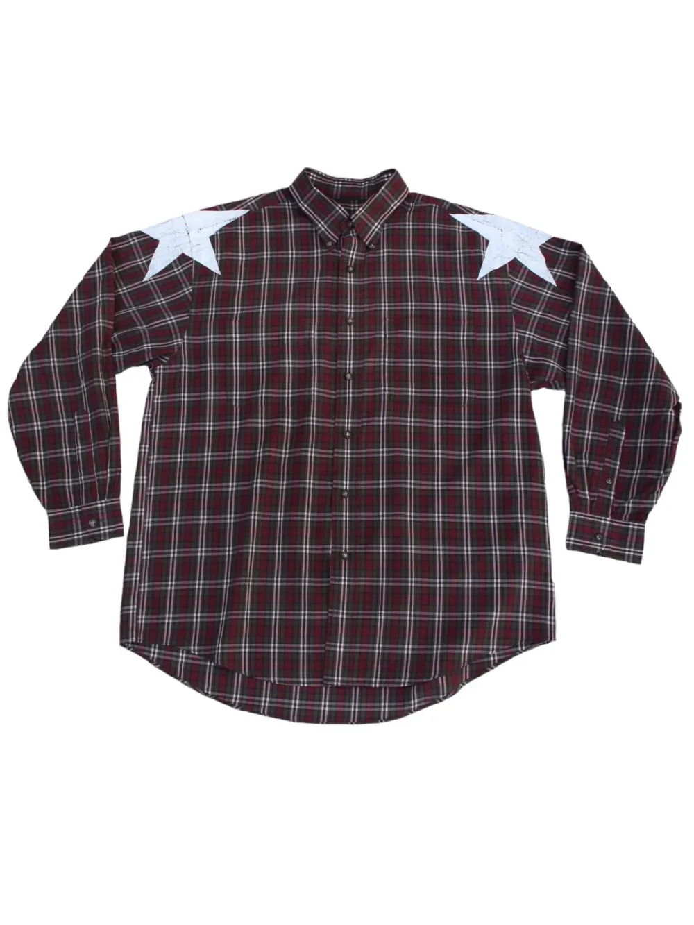 Two-Star Cracked Print Plaid Long sleeve 023