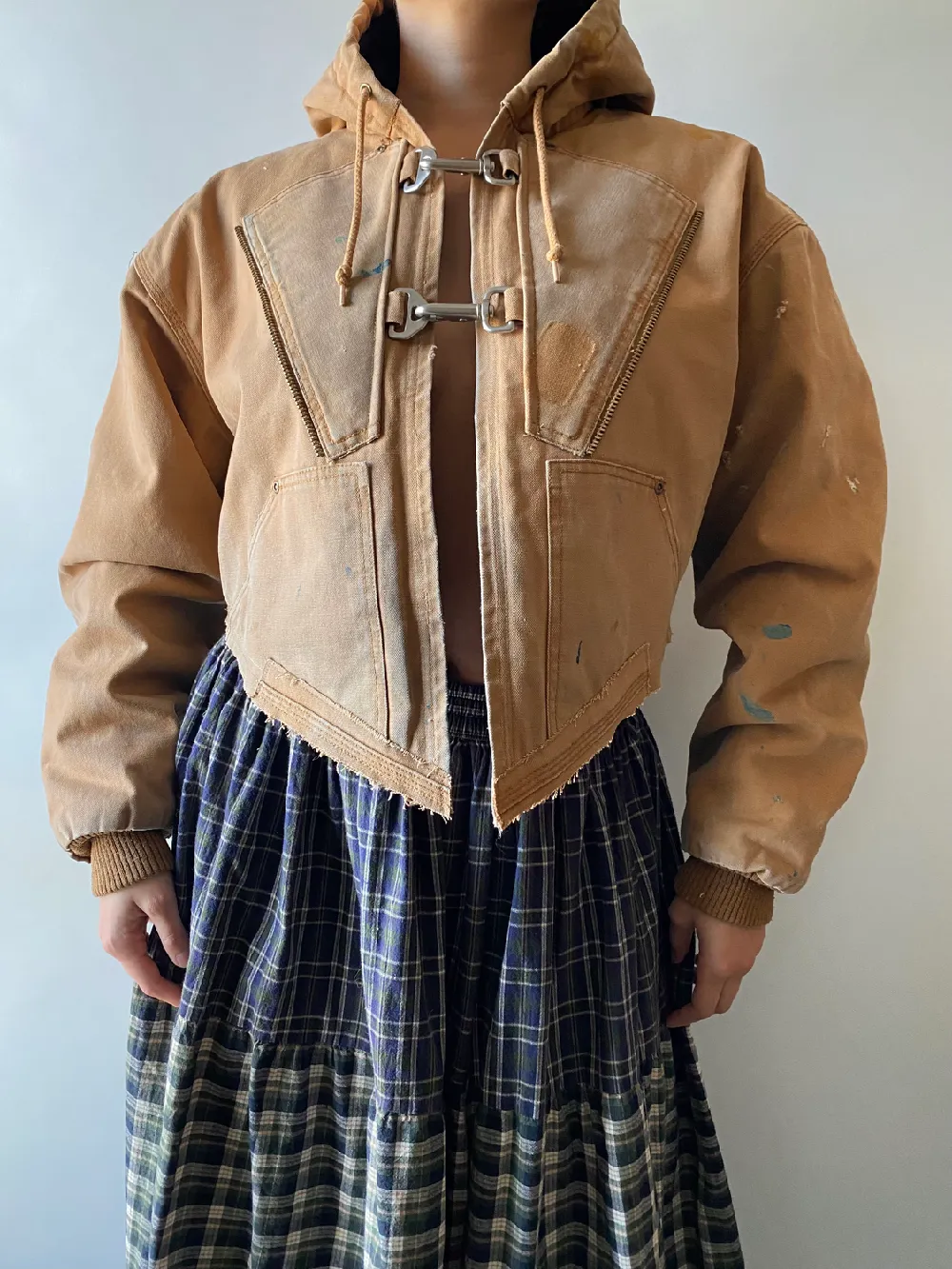1/1 Upcycled Distressed Canvas Patchwork Cropped Jacket