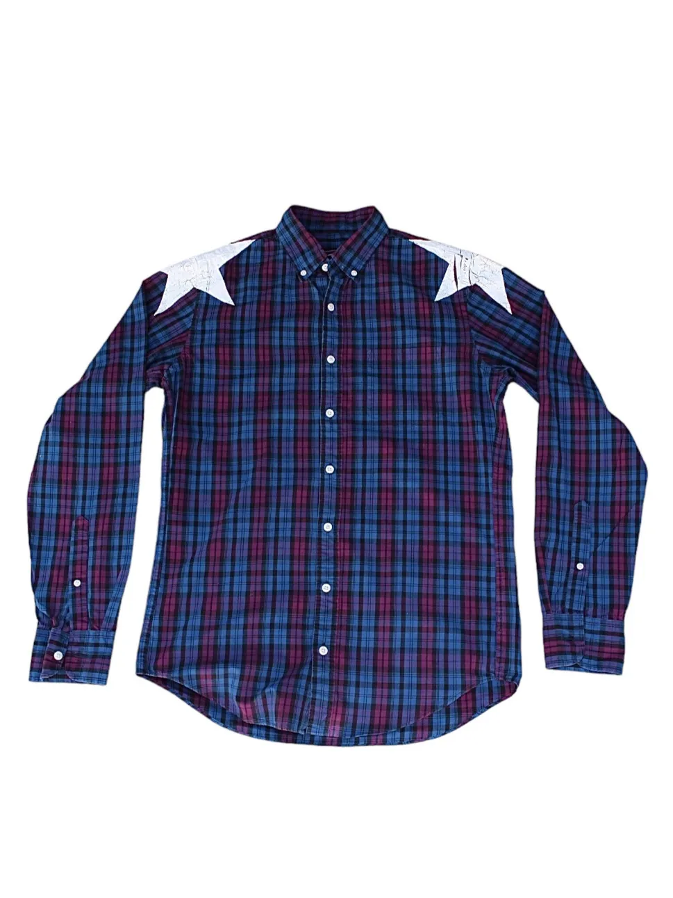 Two-Star Cracked Print Plaid Long sleeve 003