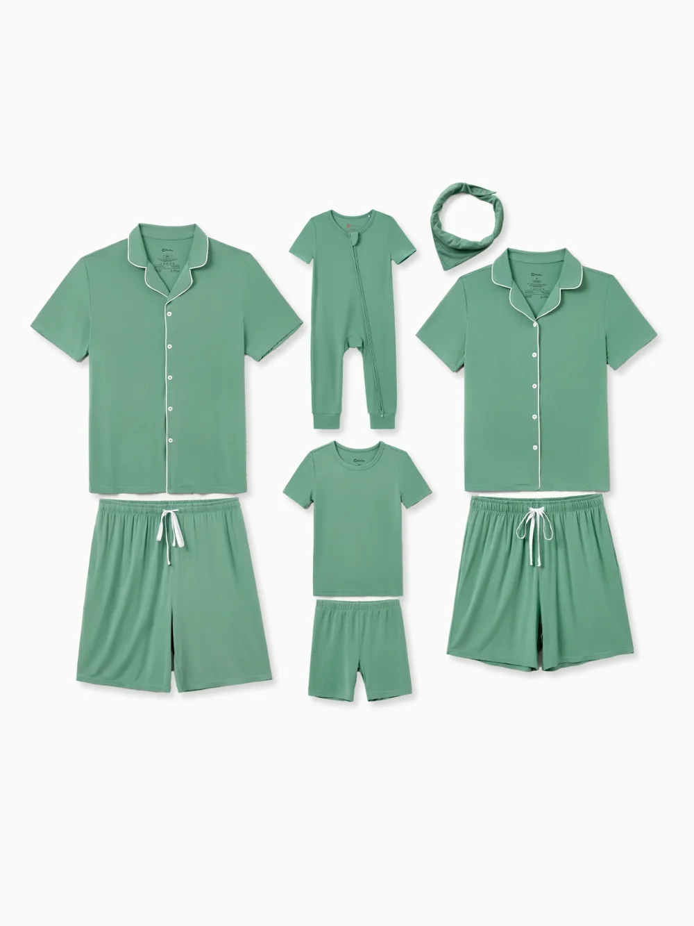Family Matching Bamboo Pajamas Buttery Soft Bamboo Viscose PJs for Men Women Kids Toddler Baby, Solid Color Short Sleeve Shirt & Shorts Sleepwear Green