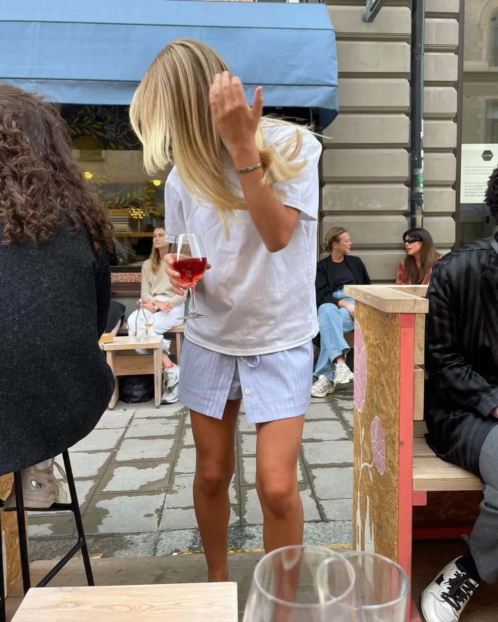 Buttoned Striped Shorts Skirt