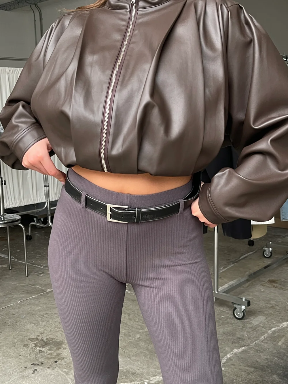 Washed Leather Look Belt Black - 3