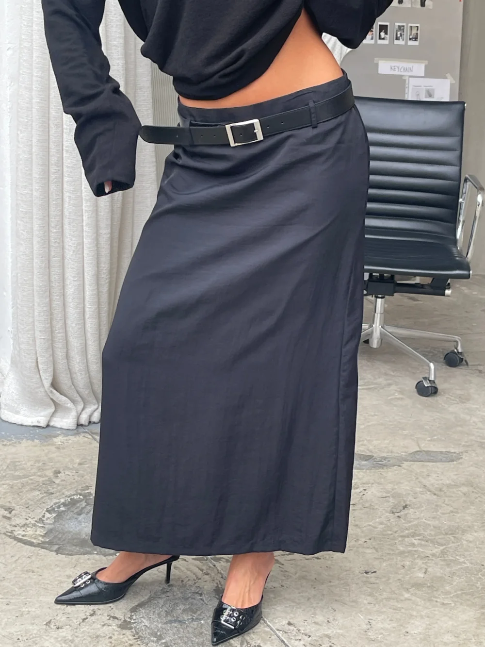 Belted Maxi Skirt Black