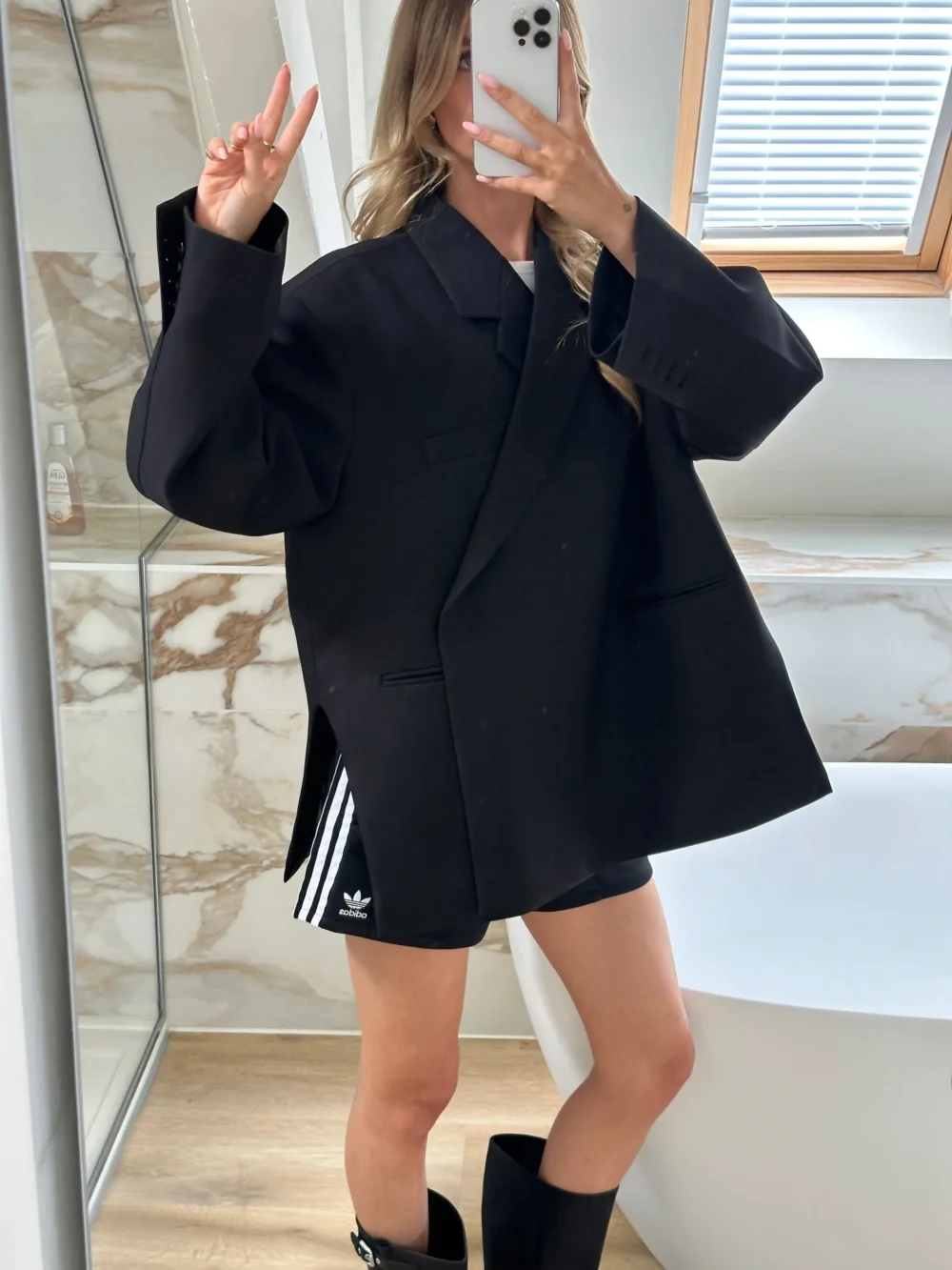 Oversized Side Slit Blazer Black
