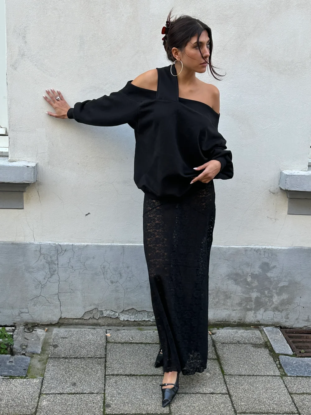 Long Lace Skirt Black - 3