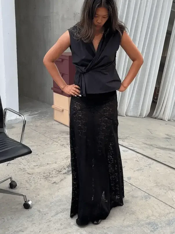 Long Lace Skirt Black - 2