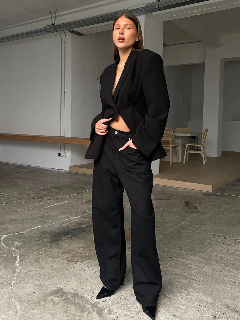 Baggy Wide Leg Pants Black