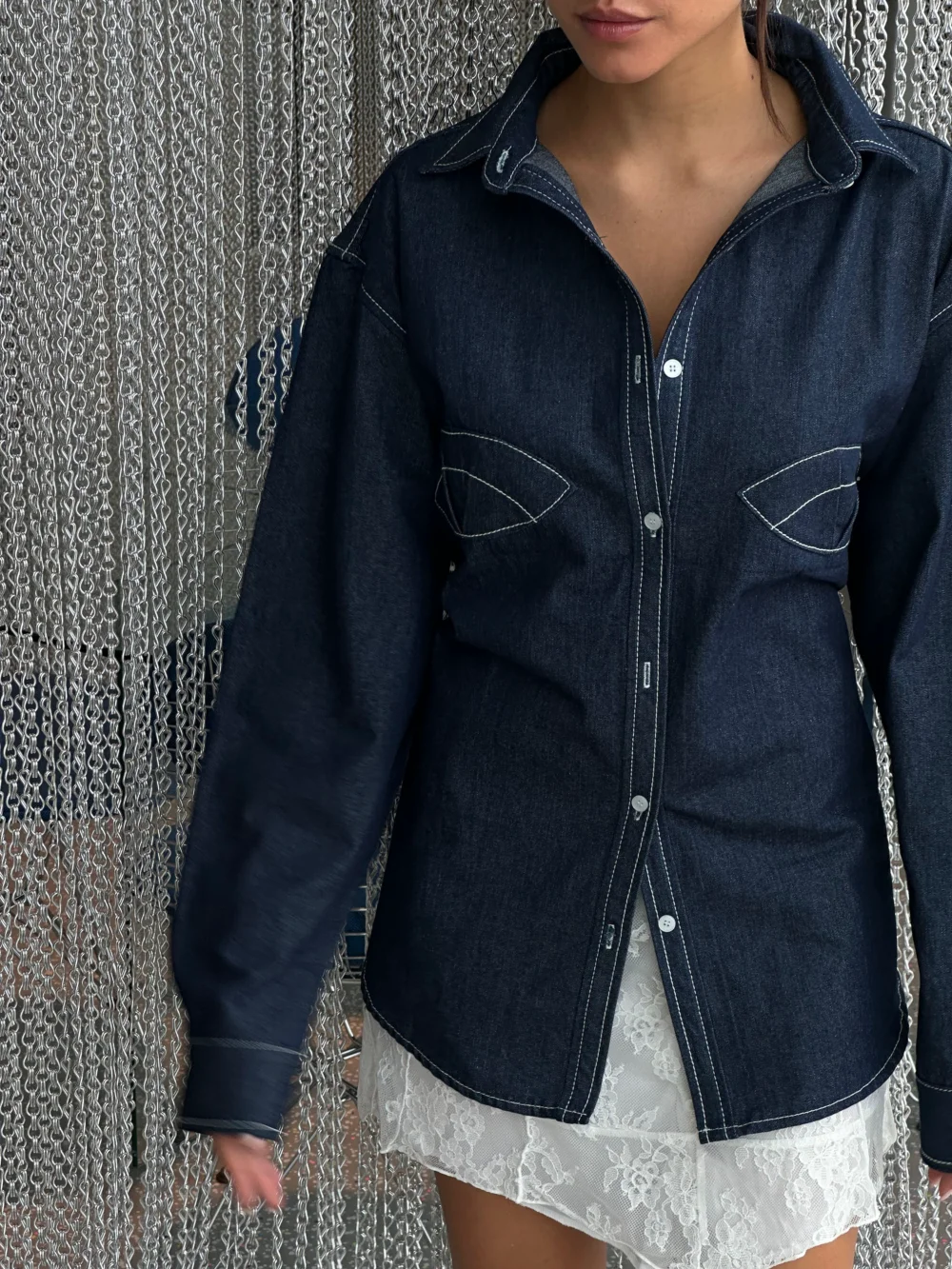 Mermaid Blouse Dark Blue Denim - 2