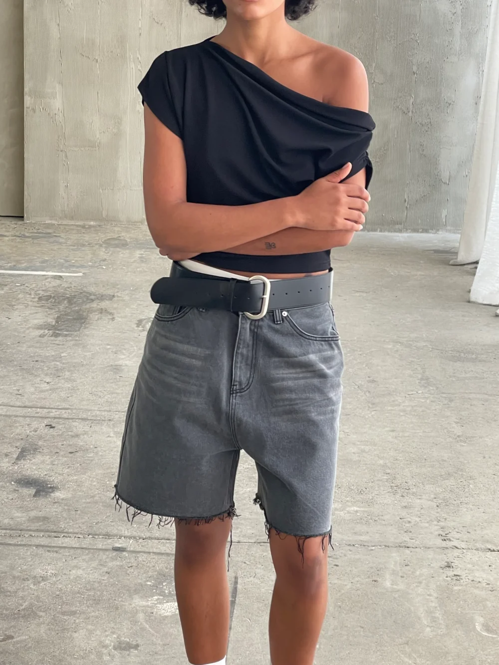 Long Bermuda Shorts Faded Black