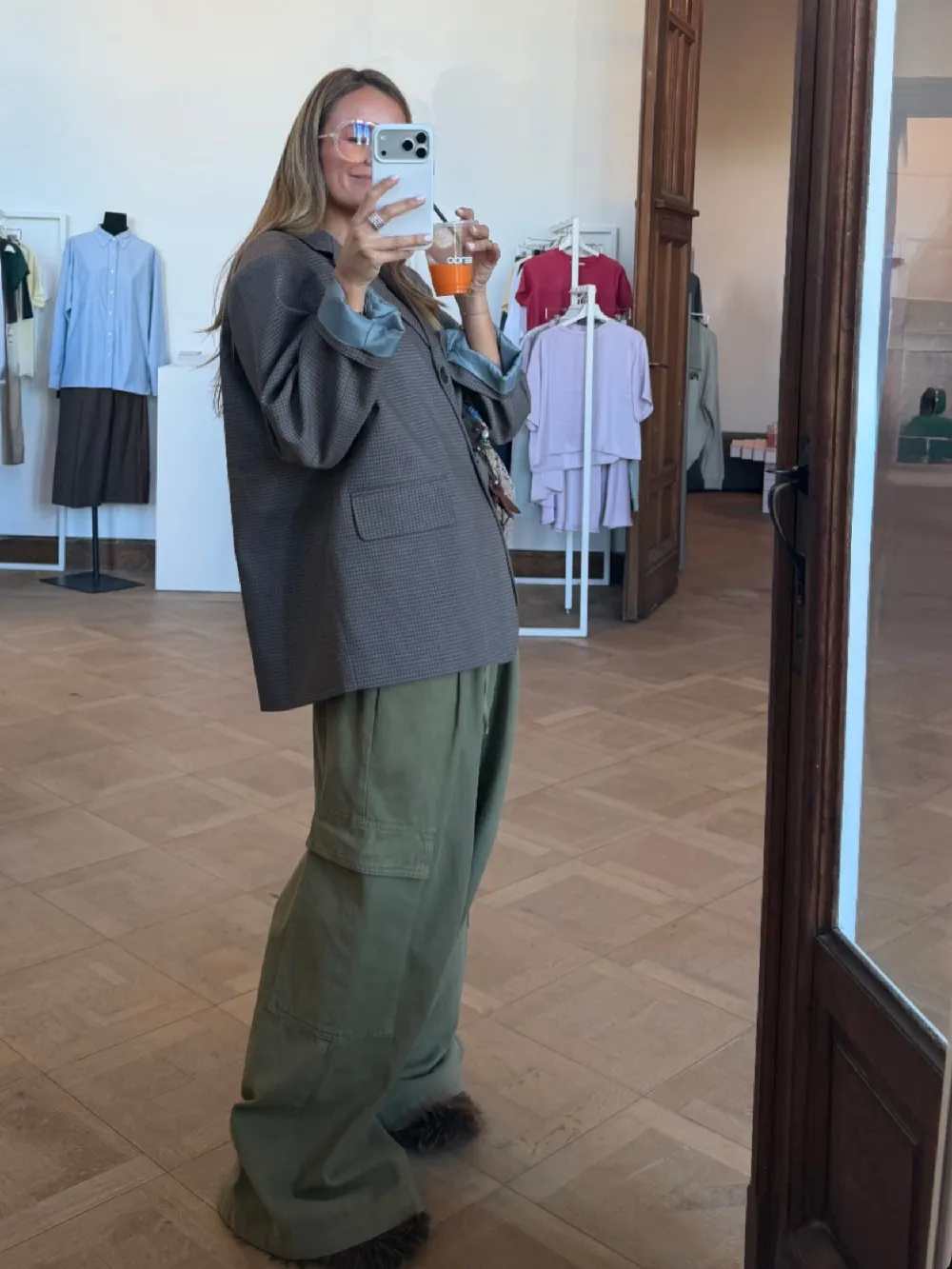 Oversized Checked Blazer Espresso - 3