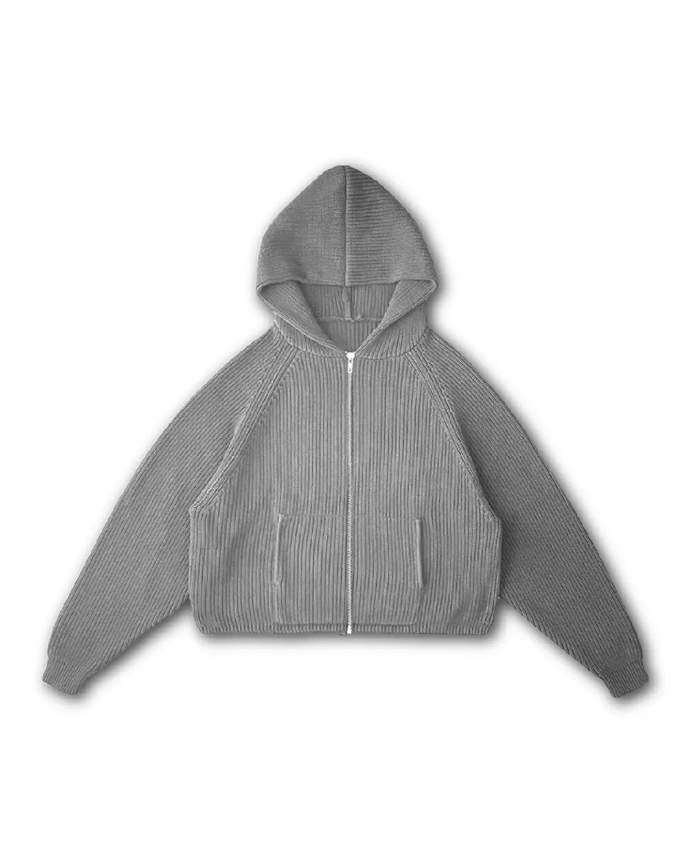 KNIT ZIP-UP HOODIE