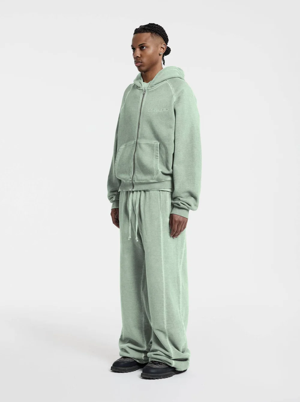 WASHED ZIP-UP - MUTE GREEN - 4