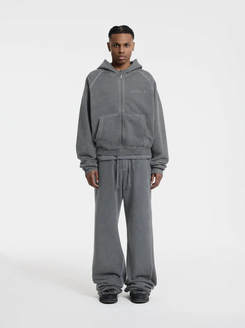 WASHED ZIP-UP - MOON GREY - 2