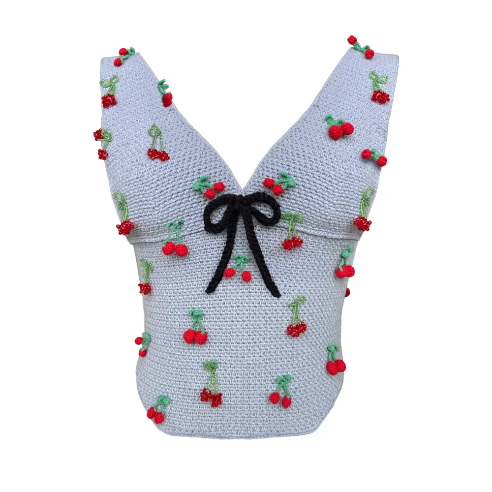 Beaded Crochet Cherries