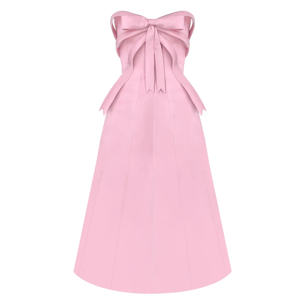 Pink Bow Midi Dress