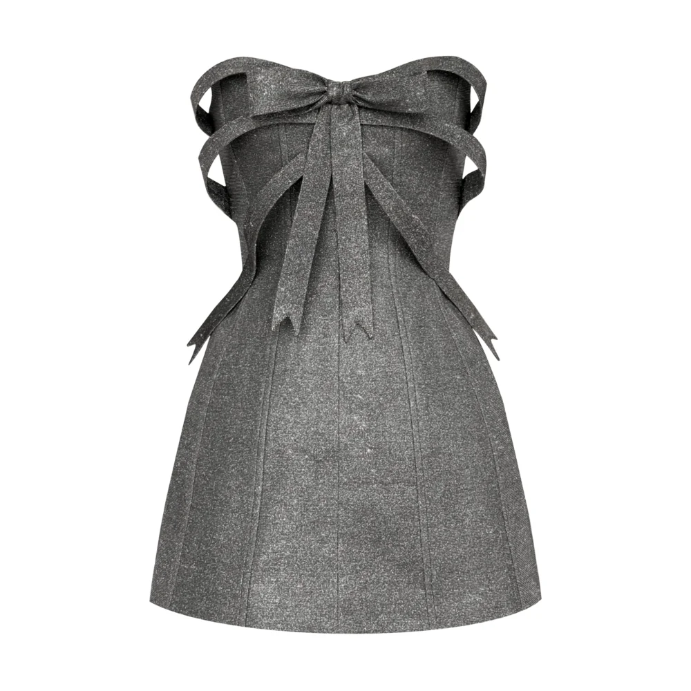 Silver Bow Mini Dress